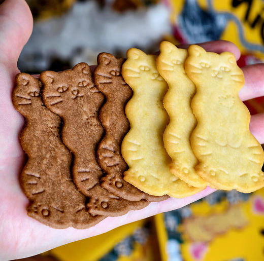 Aoligei奥力给卡通猫造型黄油芝士咖啡味薄脆饼干休闲充饥小零食80g (8小包)/盒 商品图6