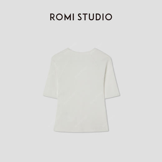 ROMI STUDIO“Clean fit”棉质坑条中袖弹力修身针织上衣RWCSSG1605 商品图4