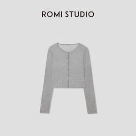 ROMI STUDIO 醋酸长绒棉混纺夏季轻薄花纱圆领针织开衫RWCRST3827