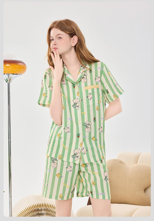 限时9折【纱布黄绿条纹款】A类纯棉双层纱 柔软透气 0甲醛 0致癌芳香胺DKW997-CC 商品图2