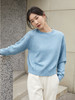 2025 秋冬浅蓝细闪圆领短款毛衣女 宽松落肩针织衫 温柔氛围感通勤百搭显瘦软糯亲肤上衣 商品缩略图0