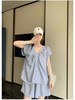 夏季最后清仓-NO退 套装【韩系2025】2551 V领褶皱上衣➕短裤两件套-喜出 商品缩略图1