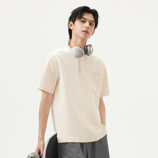 gxg.jeans男装  多色基础休闲亨利领短袖T恤男薄款 25夏热卖 商品图3