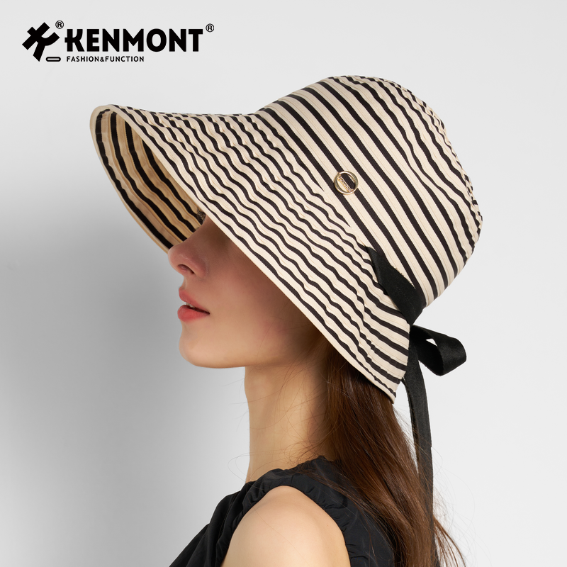 卡蒙户外大帽檐防晒帽新款海边防紫外线女遮阳渔夫帽大头围可折叠KM-6239
