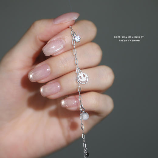 【完美心情】S925纯银创意微笑脸猫眼石手链【YXS-L1080】 商品图3