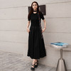 谜底黑色连衣裙2025春季新品气质优雅修身针织长裙短袖251MZ0400 商品缩略图2