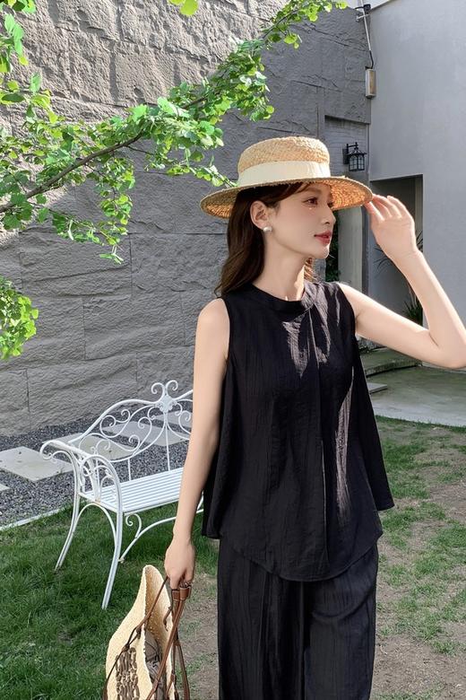 ESTELLICA 黑色休闲气质小众设计无袖套装 20653 商品图2