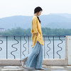 绽放旅行女装351朵/【海街日记·蓝白条】色织亚麻阔腿裙裤松紧腰 商品缩略图2