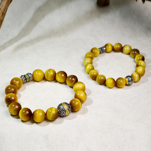 易祈吉祥五行补土手链金虎眼手串925银手链饰品送礼男女款手串礼物 商品图5