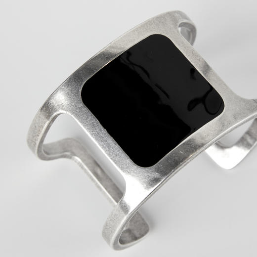 ROMI STUDIO 不锈钢手镯 简约高级感黑银撞色开口手镯 RWCRP33610 商品图1