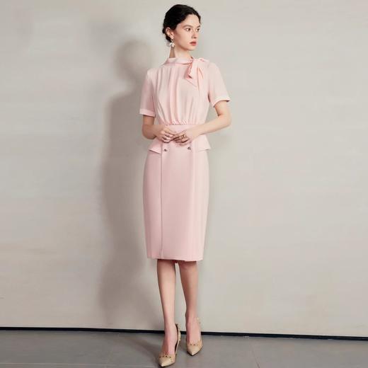 IWY/名媛风衬衫裙子新款粉色连衣裙女气质收腰接拼西装裙职业装Q1363-P 商品图2