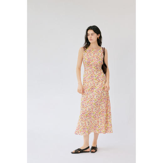 HeyDress原创油画碎花连衣裙女夏季法式收腰设计无袖天丝度假裙子 商品图2