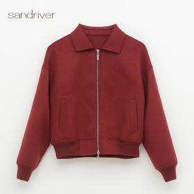 西藏水波纹羊绒呢拉链夹克衫SJF96W335N