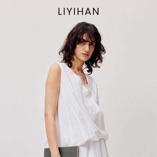 LIYIHAN夏季时尚气质休闲风领口交叉无袖V领蕾丝上衣衬衫 商品图1