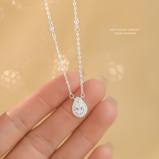 【涟漪之乐】S999纯银水滴锆石项链【YXS-A4302】 商品图2