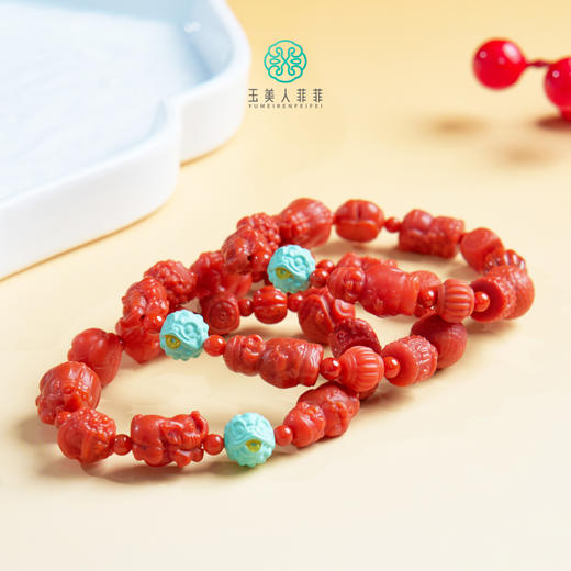 南红单圈-多宝雕刻件手串 商品图0