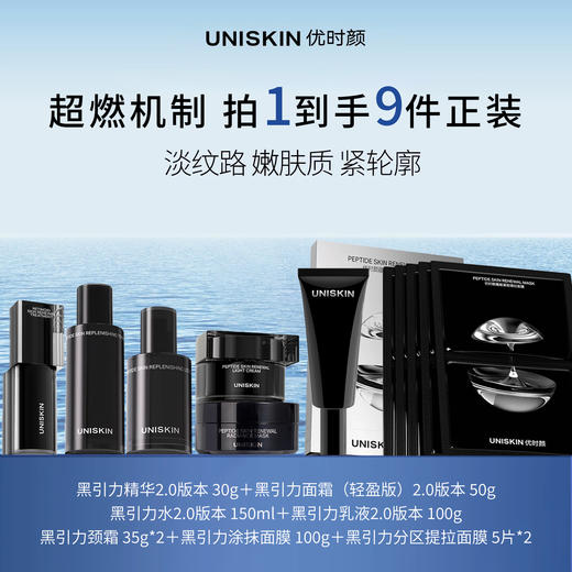 lkc优时颜黑引力2.0套装 到手9件正装 黑引力水乳霜精华＋黑引力颈霜*2＋黑引力涂抹面膜＋黑引力分区面膜*2 商品图0