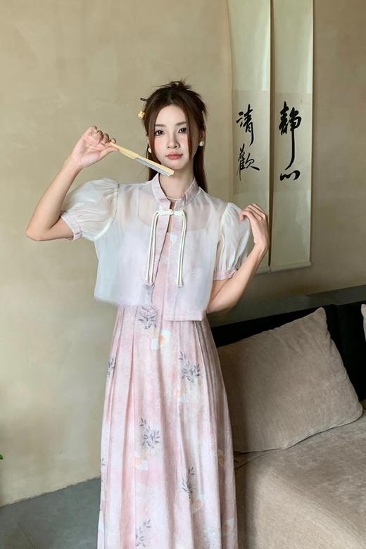 SIA SAYLOR 新中式盘扣吊带印花连衣裙套装 20601 商品图1