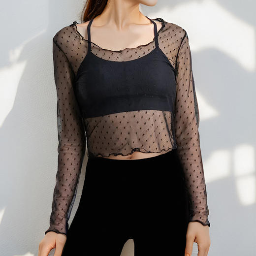 FA329透气网纱波浪边长袖 商品图2