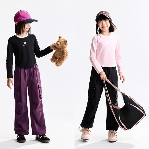 【收腰甜美棉T恤】女童圆领长袖针织衫秋季新款安奈儿童装小程序专享EG531568 商品图3