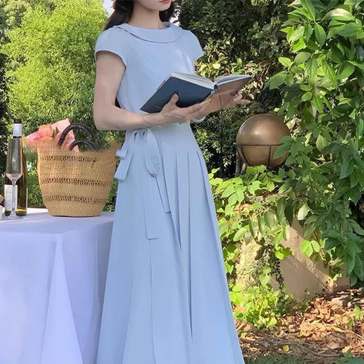 裁缝学苑AH20设计感系带船领小飞袖连衣裙纸样女装裙子打版裁剪图 商品图3