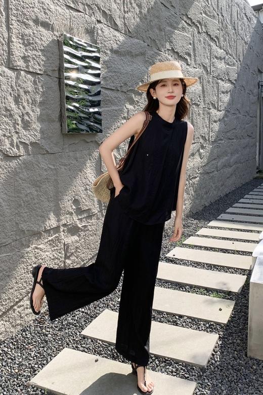 ESTELLICA 黑色休闲气质小众设计无袖套装 20653 商品图1