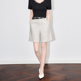 「高货wl」全新升级【铂金会员211/天猫279/差价68】(41708)洛诗琳天丝亚麻凉感短裤2025夏新款高腰显瘦气质直筒裤女