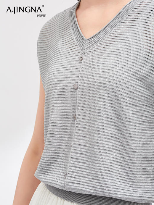 【夏日清凉】阿菁娜莱塞尔简约随性百搭V领针织衫F30X302016 商品图4