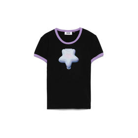 GCDS 女士字母徽标刺绣弹力棉质圆领短袖T恤 黑色 B1MW2301JI9 99