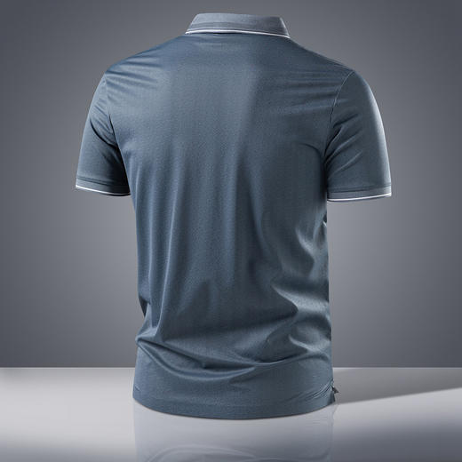 【7A抗菌凉感】罗蒙男士夏季暗纹提花抗皱商务polo衫男士短袖男t恤体恤 商品图4