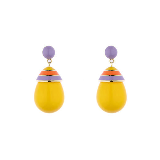 订购6周到｜Eshvi-MINI STRIPED DROP-芒果色 条纹 吊坠 耳环［英国设计师］ 商品图1