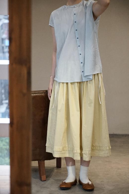 apuntob 丝棉混纺褶皱饰裙摆半身裙 商品图3