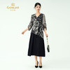 乔万尼新款2025经典黑白波普假两件收腰飘逸100%真丝连衣裙ED2E553 商品缩略图2