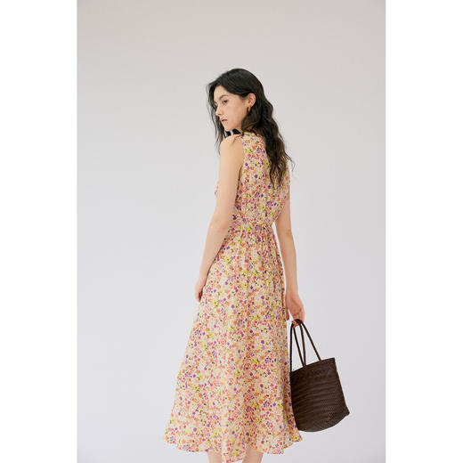 HeyDress原创油画碎花连衣裙女夏季法式收腰设计无袖天丝度假裙子 商品图3