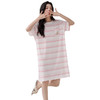 雀说睡裙女夏季兰精莫代尔睡衣女款凉感亲肤条纹中长款睡裙女可外穿AL2537 商品缩略图3