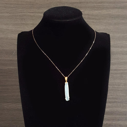 【天然正品】A货翡翠AU750玫瑰金镶钻镶天然冰种玉兰花造型翡翠吊坠项链49.2*9.0*4.2MM（皆取最大值）女士现售价：1280特价！230325AH46 商品图9