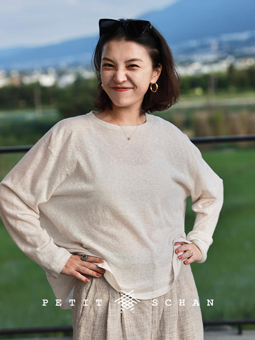 PETIT SCHAN小闪 CLO#844 Mist-veiled Silk 软烟罗 棉麻混纺斜摆针织衫 商品图4