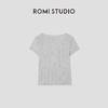ROMI STUDIO"法式优雅"全棉坑条肌理花边方领短袖T恤 RWCRSM2493 商品缩略图1