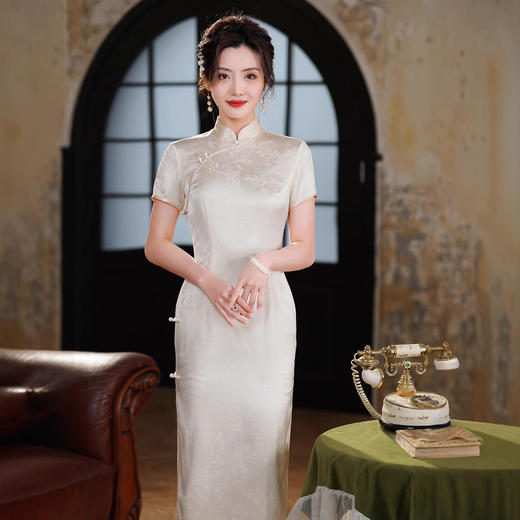 QXY B1506醋酸旗袍改良桑醋酸时尚气质连衣裙 商品图0