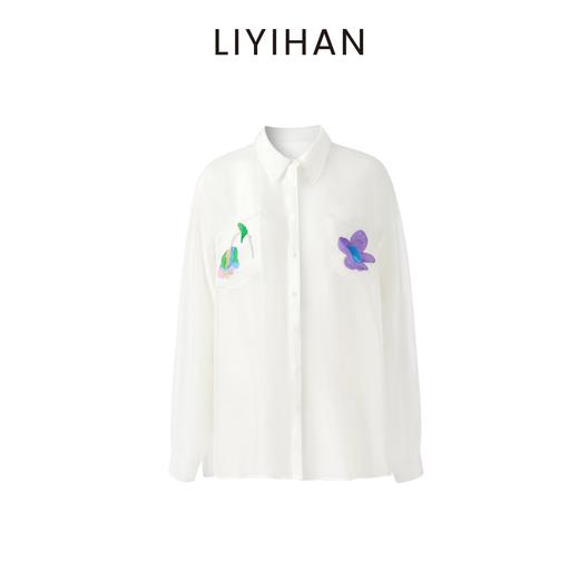 LIYIHAN清月鹊 2025夏季通勤宽松桑蚕丝长袖衬衫印花外套高级感 商品图0