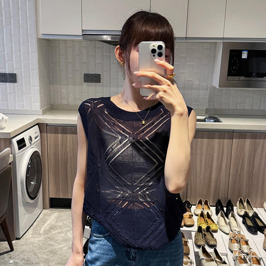 【部分现货】良木礼亚麻镂空背心（8385） 商品图3