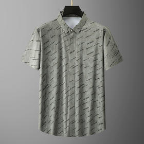 【拉链款】【DPX】大依优型大码冰丝短袖花衬衫夏装半袖衬衣胖子时尚休闲色百搭免烫上衣胖子男士