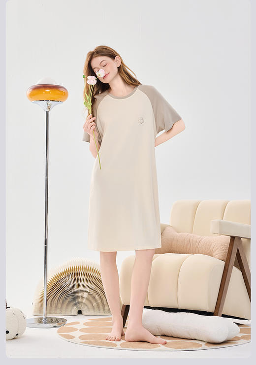 限时9折【莫代尔睡裙】A类 采用新疆棉+莫代尔 瞬间凉感 冰凉透气 保持肌肤干爽SQ991B-CC 商品图2