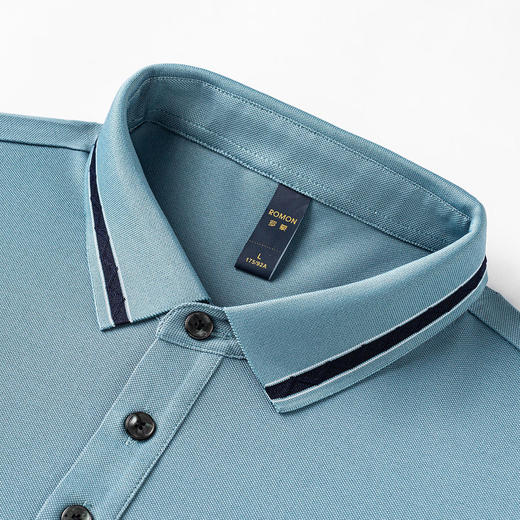 【7A抗菌凉感醋酸亚麻桑蚕丝】罗蒙男士夏季短袖Polo防紫外线t恤男短袖polo衫男 商品图6