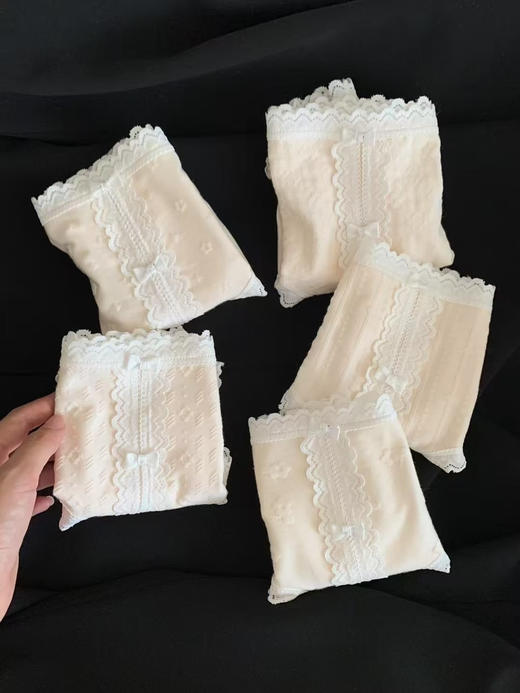 5条装！仙仙奶油蕾丝内裤7A抑菌内裤 提花褶皱肌理 温柔清新颜值拿捏少女心 商品图6