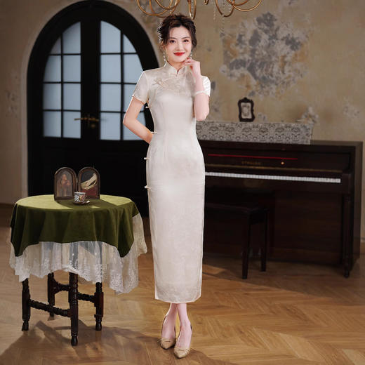 QXY B1506醋酸旗袍改良桑醋酸时尚气质连衣裙 商品图2