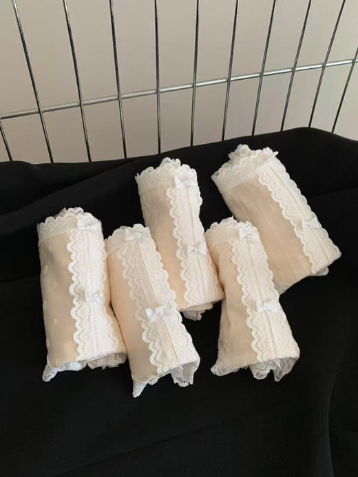 5条装！仙仙奶油蕾丝内裤7A抑菌内裤 提花褶皱肌理 温柔清新颜值拿捏少女心 商品图8