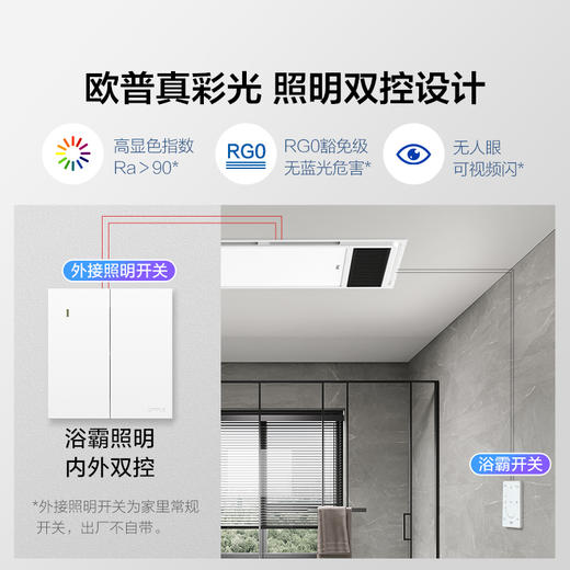 欧普（OPPLE）石墨烯风暖浴霸灯暖风排气一体取暖器F1209集成吊顶卫生间浴室 商品图7