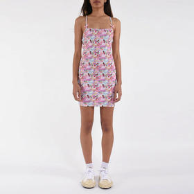 GCDS 女士徽标印花棉质连衣裙 混色 B1MW1001JJ0 09