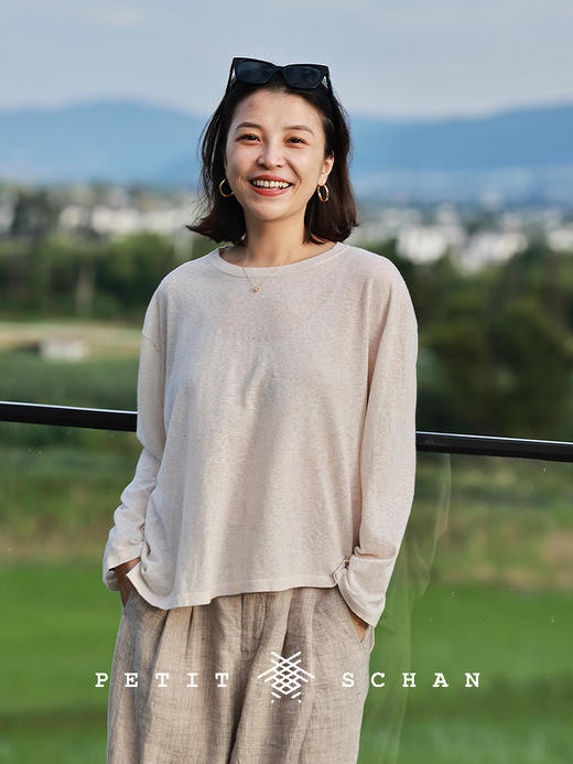 PETIT SCHAN小闪 CLO#844 Mist-veiled Silk 软烟罗 棉麻混纺斜摆针织衫 商品图0